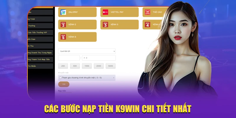 Các bước nạp tiền K9Win