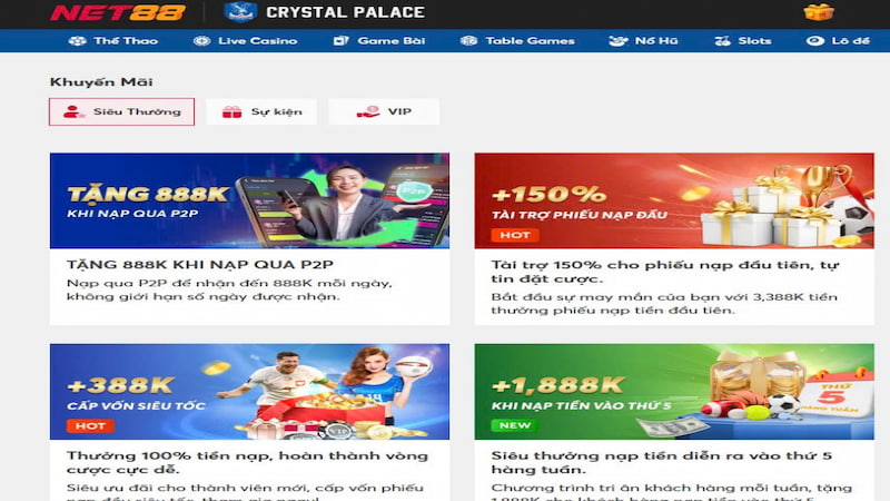 chế độ khuyến mãi Net88